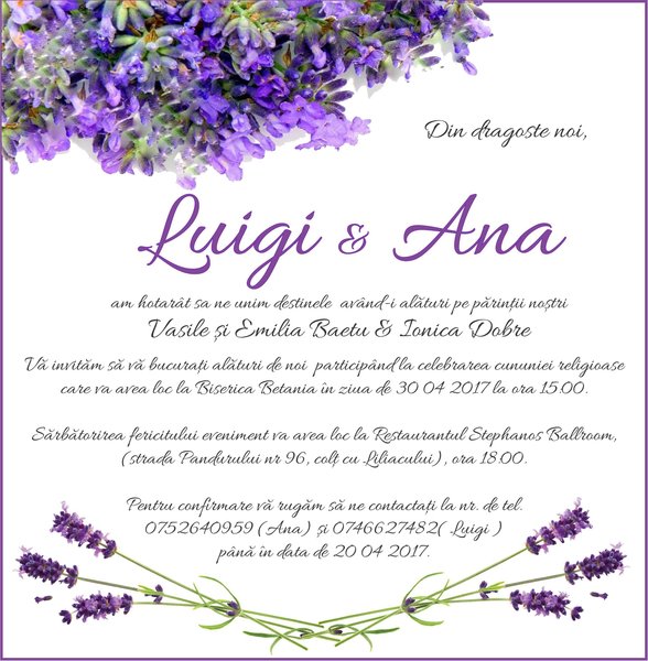 Invitatii Creative - Invitatii, marturii, meniuri